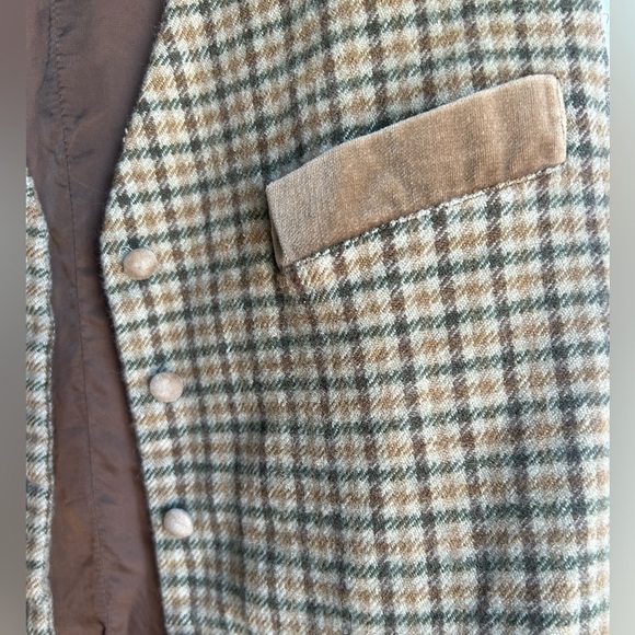 Vintage Banana Republic Brown & Tan Plaid Wool Vest (M) - Picture 3 of 5